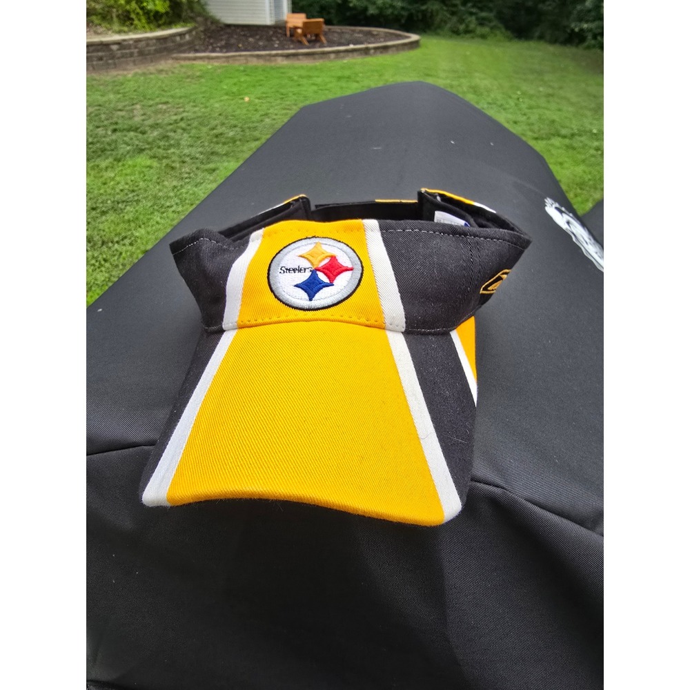 Reebok NFL Pittsburgh Steelers Visor Hat Black Gold White Adjustable Sideline